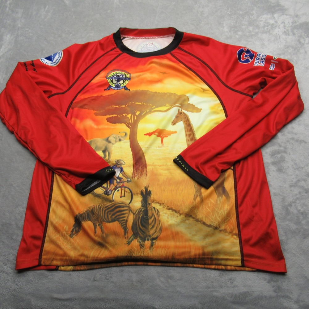 Primal Cycling Jersey Mens XL Red‎ Long Sleeve Driver Bar Association Bike Shirt
